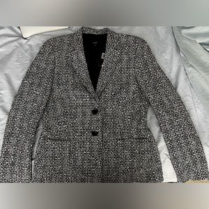 tweed blazer jacket in black and white
